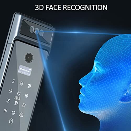 3D face recognition technology scanning a digital face model.