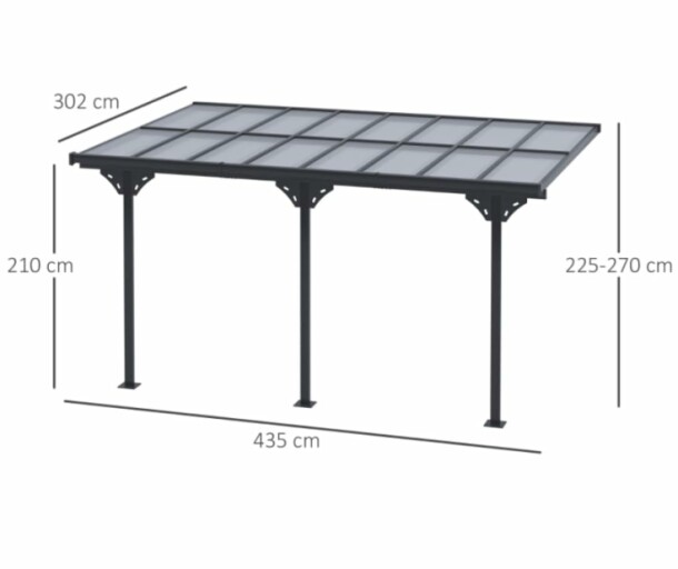 Stylish outdoor pergola with polycarbonate roof panels