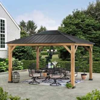 SUNJOY Solid Wood Gazebo