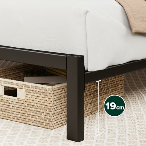 Under-bed storage basket with height measurement indicated as 19 cm.