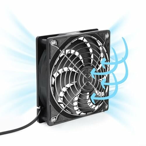 Cooling fan with airflow illustration