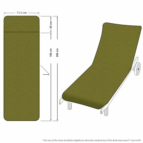 Green lounge chair cushion with dimensions.