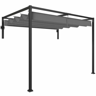 Modern metal pergola with retractable canopy
