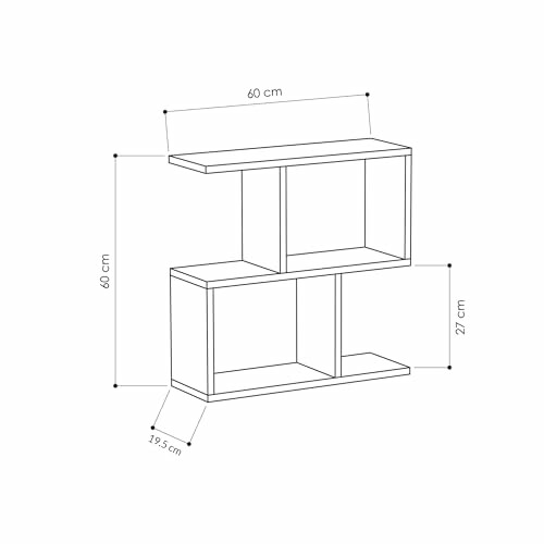 Line drawing of a modern wall shelf with dimensions