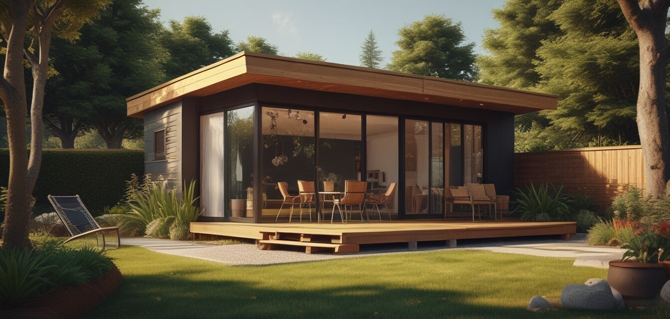 Outdoor area of a tiny prefab home