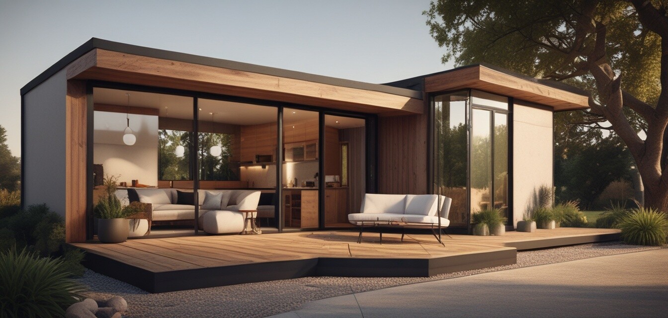 Outdoor living space of a prefab home