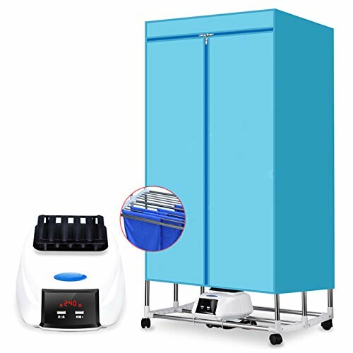 Blue portable clothes dryer with digital control unit