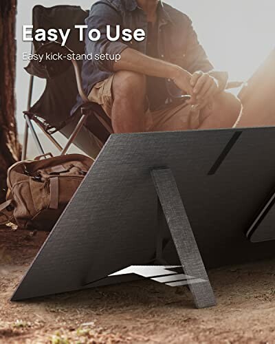 Portable solar panel with easy kick-stand setup.
