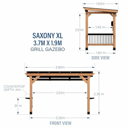 Diagram of Saxony XL Grill Gazebo with dimensions