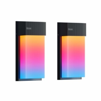 Set of two colorful smart LED wall lights with gradient effect.