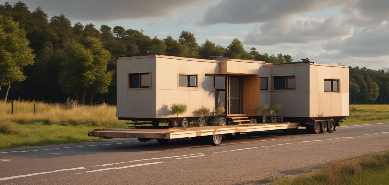 Tiny prefab home transportation