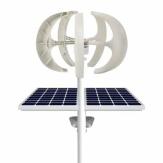 Vertical wind turbine with solar panel.